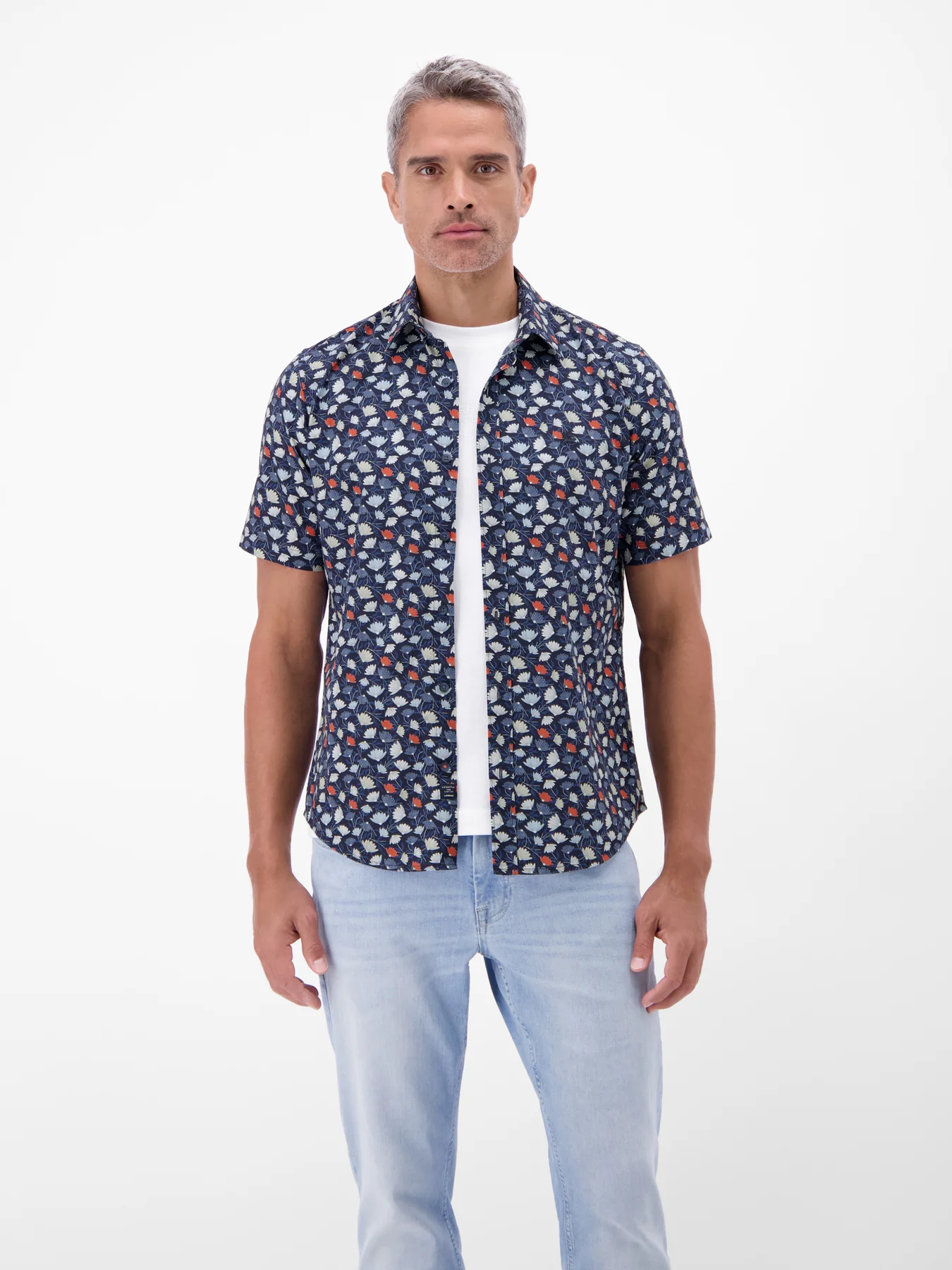 Lerros Short Sleeve Shirt Floral Print - Classic Navy