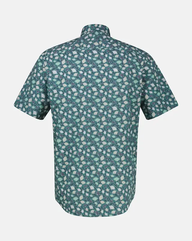 Lerros Kurzarm Hemd Blumenmuster - Soft Teal