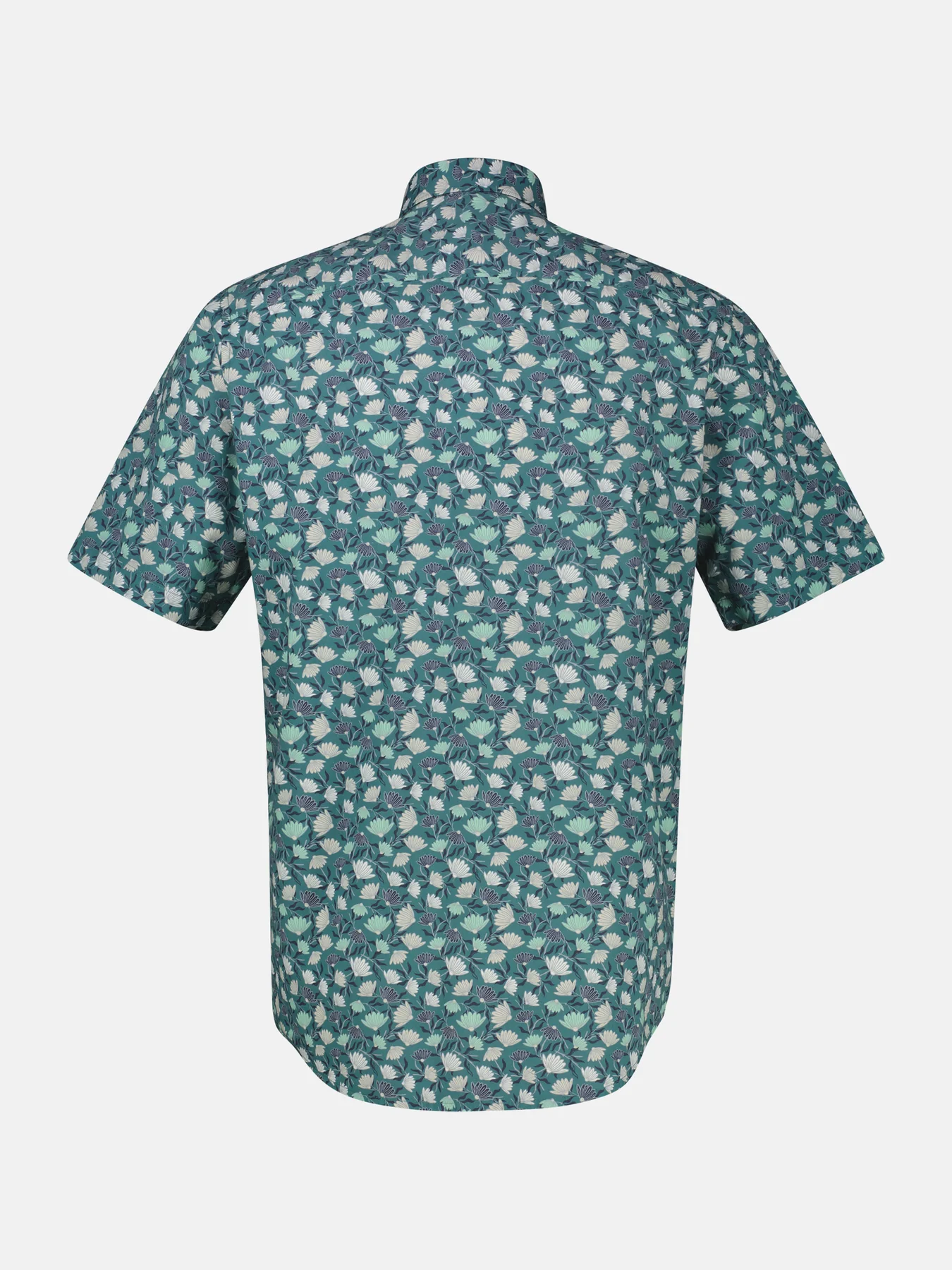Lerros Korte Mouw Overhemd Bloemenprint - Soft Teal