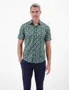 Lerros Kurzarm Hemd Blumenmuster - Soft Teal