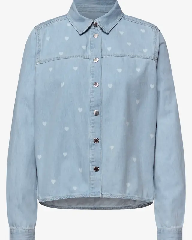 Street One Studio Shirtblouse Hearts - Light Blue Laser Washed