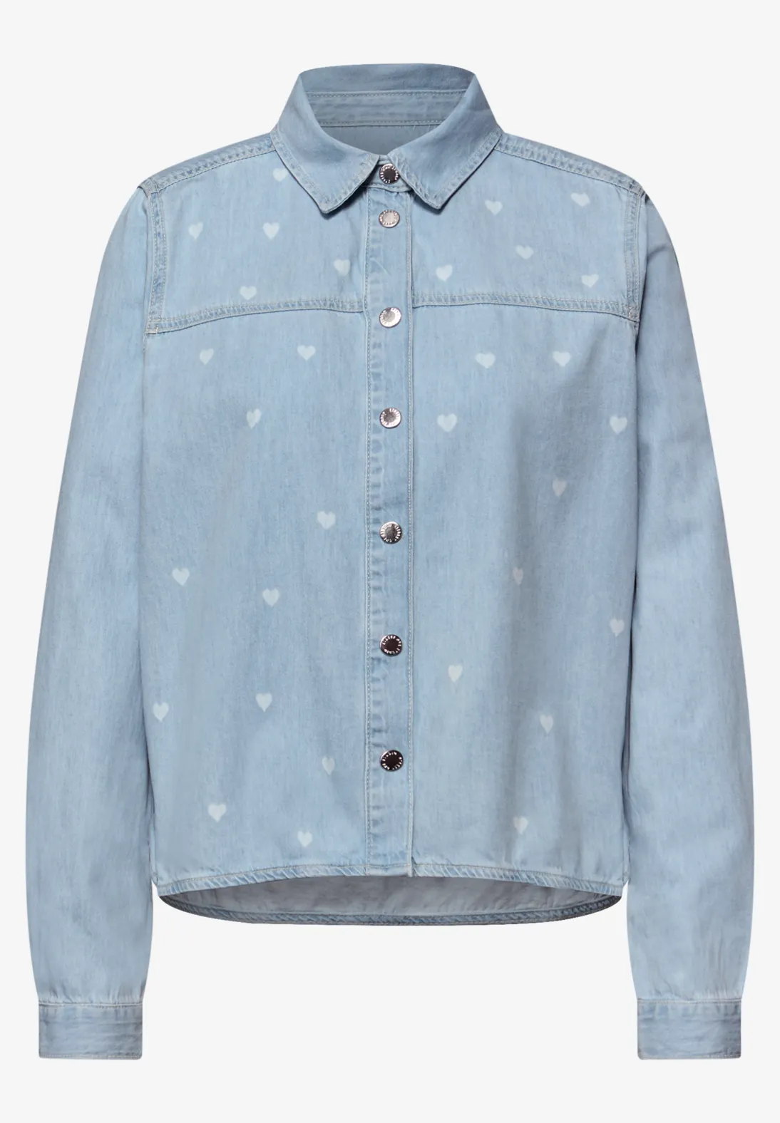 Street One Studio Hemdbluse mit Herzdetails - Light Blue Laser Washed