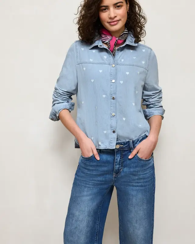 Street One Studio Overhemd Hartdetails - Light Blue Laser Washed