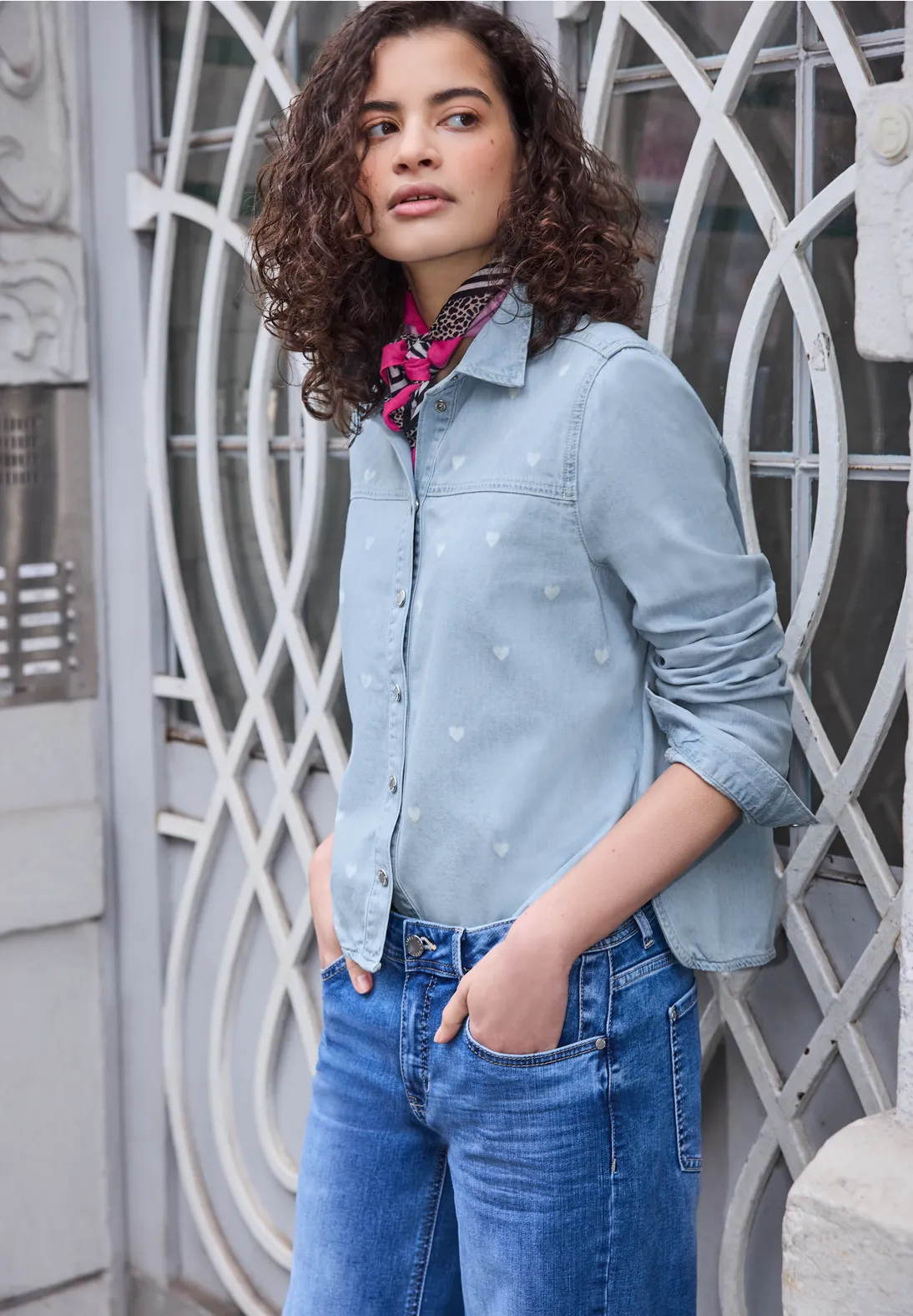 Street One Studio Overhemd Hartdetails - Light Blue Laser Washed