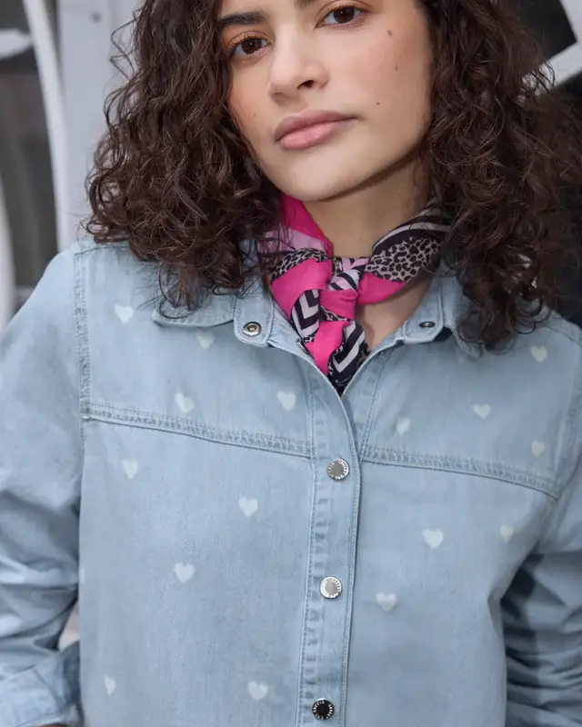 Street One Studio Shirtblouse Hearts - Light Blue Laser Washed