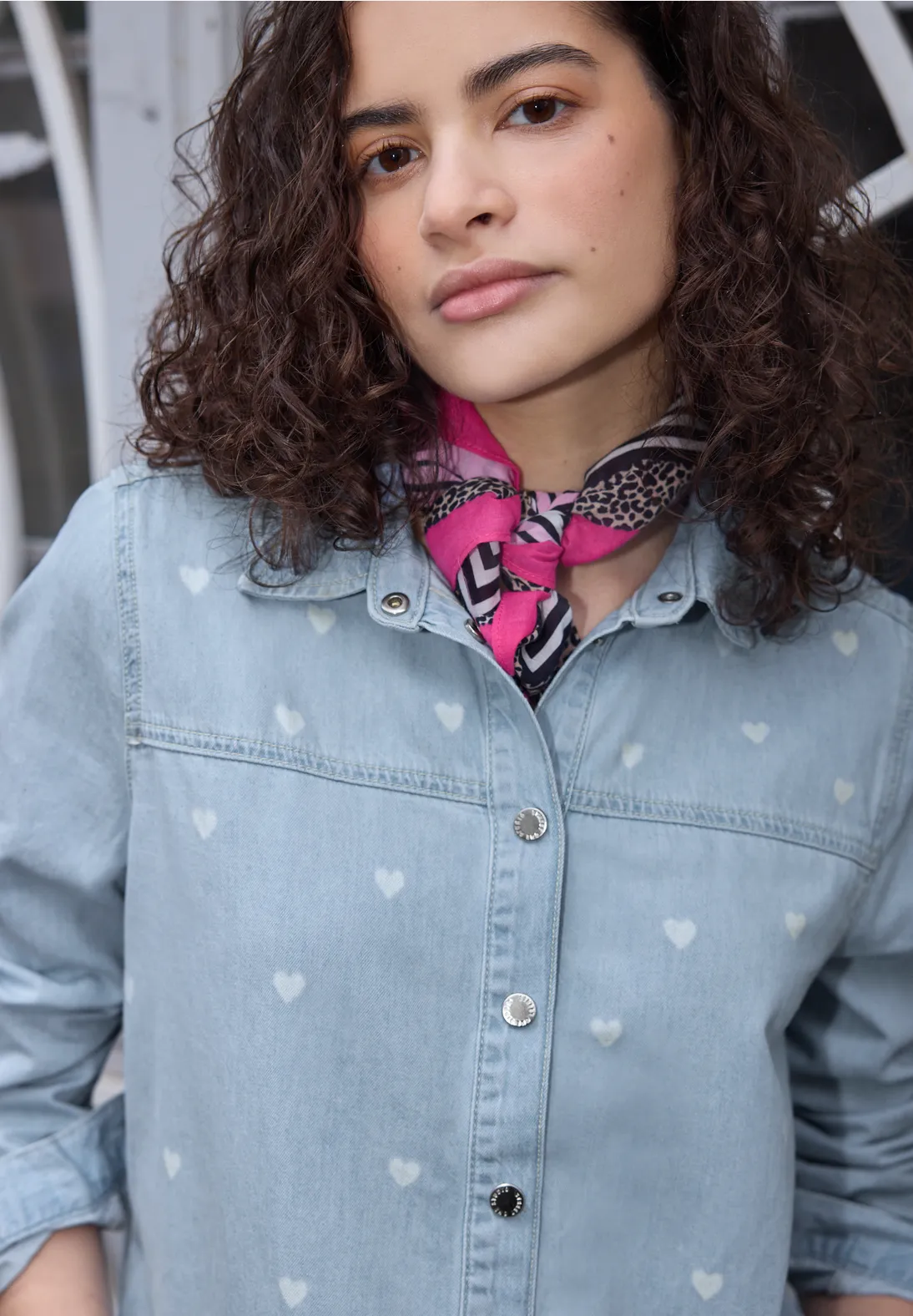 Street One Studio Shirtblouse Hearts - Light Blue Laser Washed