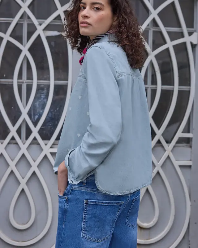 Street One Studio Shirtblouse Hearts - Light Blue Laser Washed