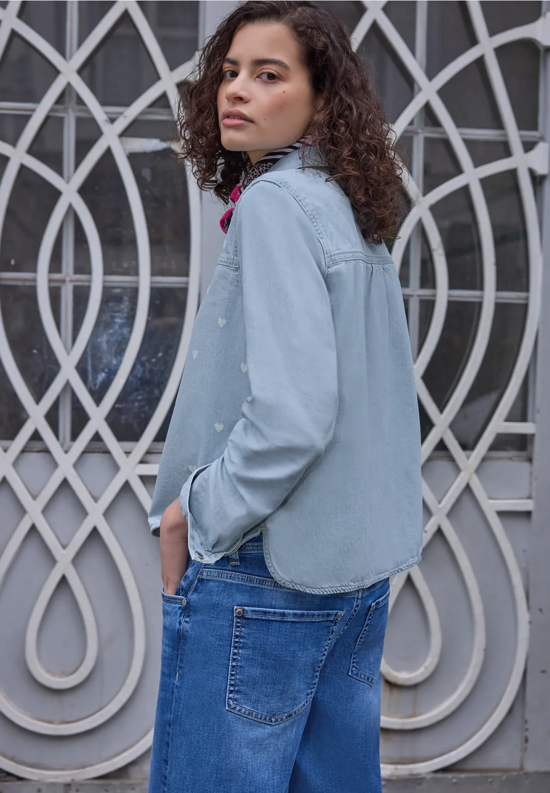 Street One Studio Shirtblouse Hearts - Light Blue Laser Washed