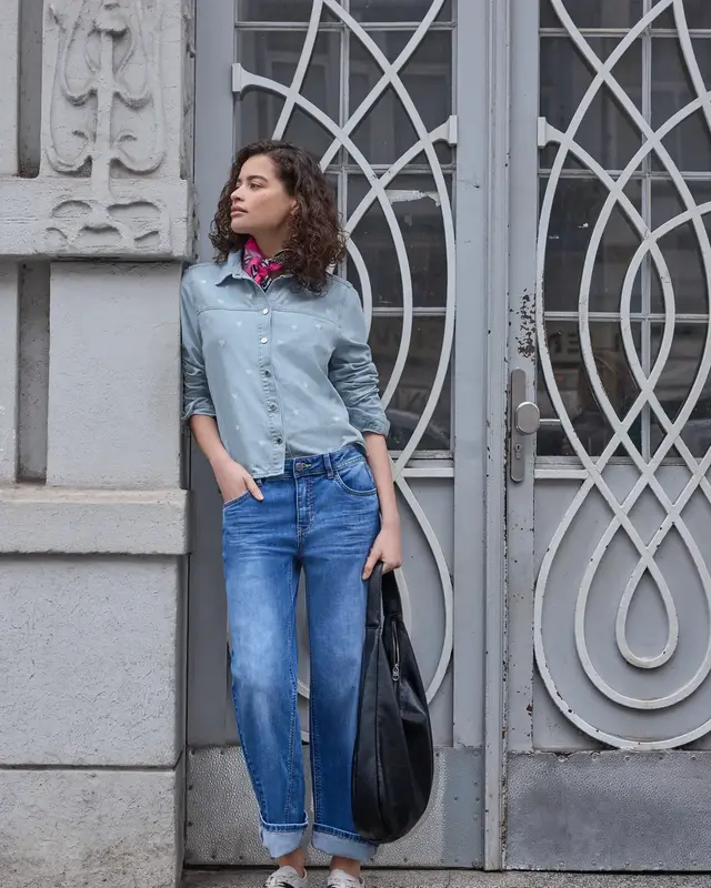 Street One Studio Overhemd Hartdetails - Light Blue Laser Washed