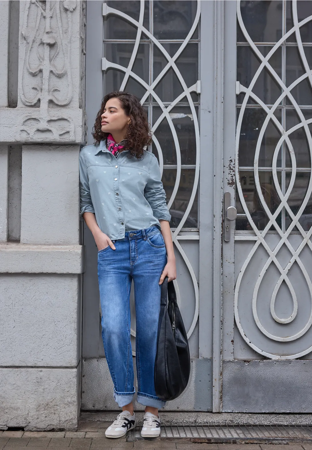 Street One Studio Hemdbluse mit Herzdetails - Light Blue Laser Washed