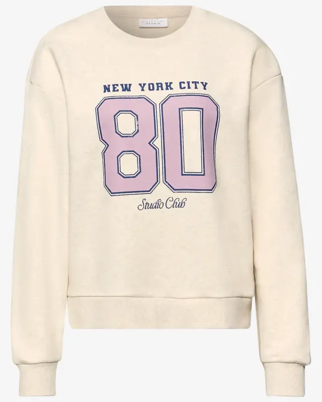 Street One Studio Sweatshirt met Artwork - Stone Sand Melange
