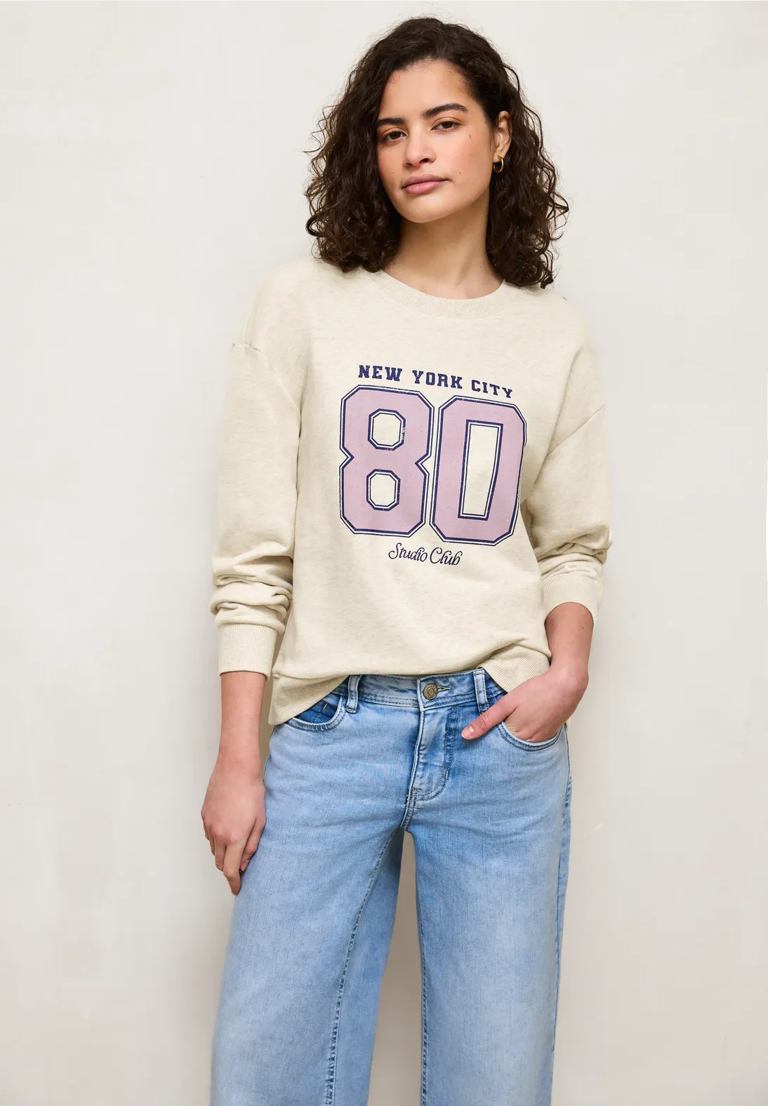 Street One Studio Sweatshirt with Artwork - Stone Sand Melange