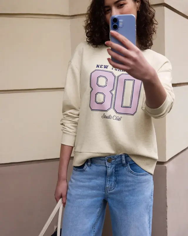 Street One Studio Sweatshirt met Artwork - Stone Sand Melange