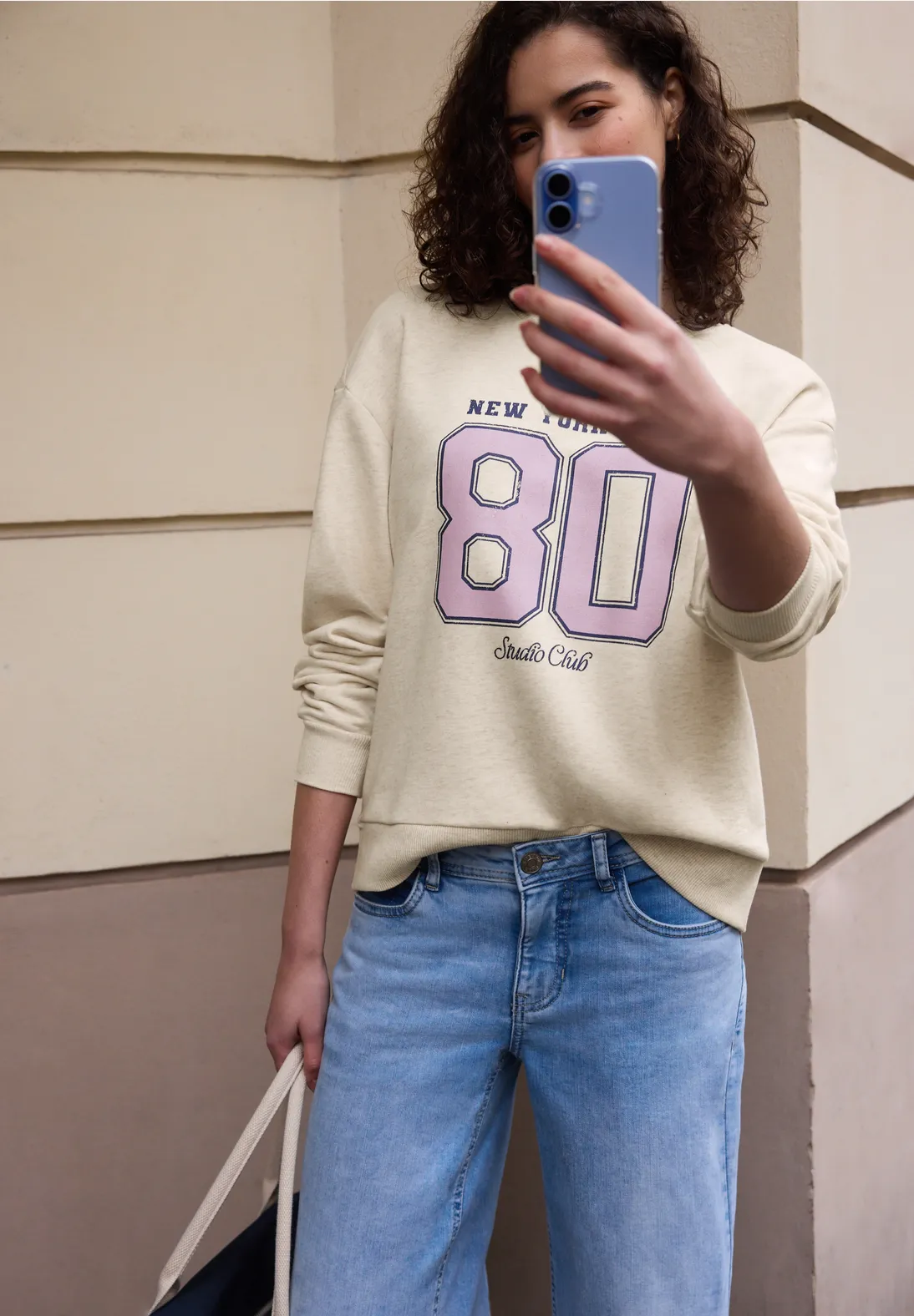 Street One Studio Sweatshirt with Artwork - Stone Sand Melange