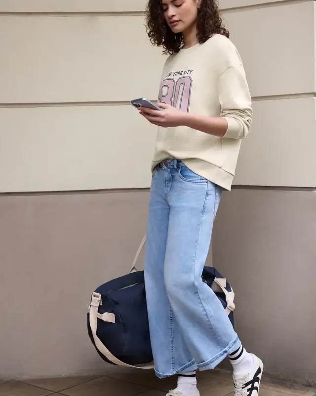 Street One Studio Sweatshirt with Artwork - Stone Sand Melange