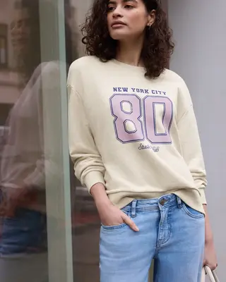 Street One Studio Sweatshirt met Artwork - Stone Sand Melange