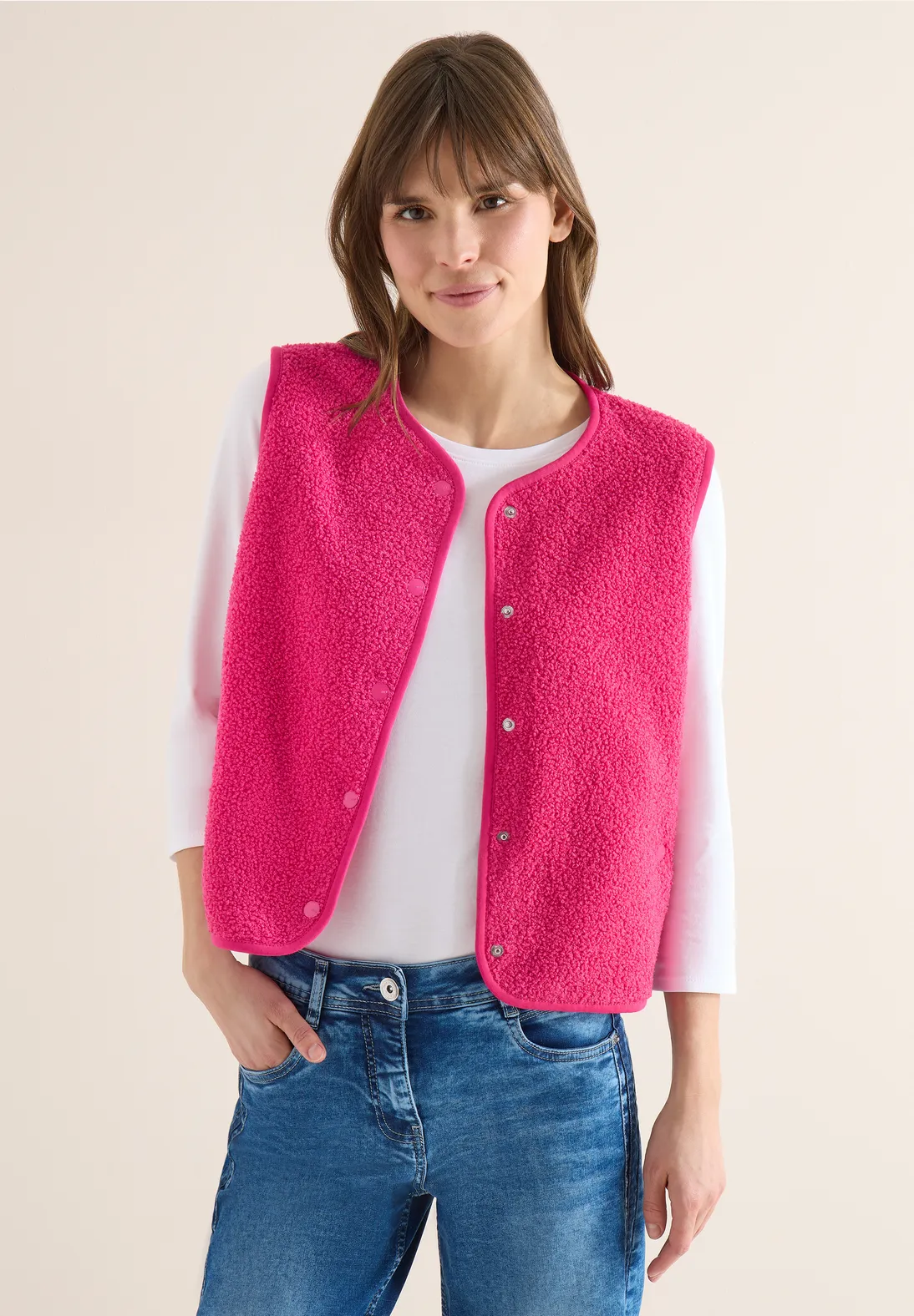 Cecil Vest met Knoopsluiting - Beetroot Pink