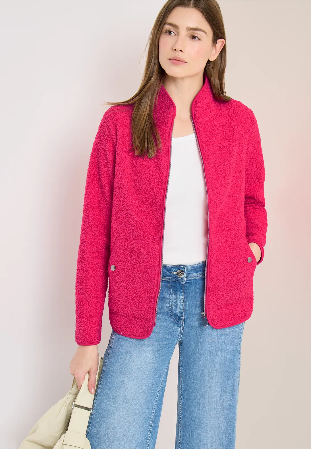 Cecil Soft Jacket with Zipper - Beetroot Pink