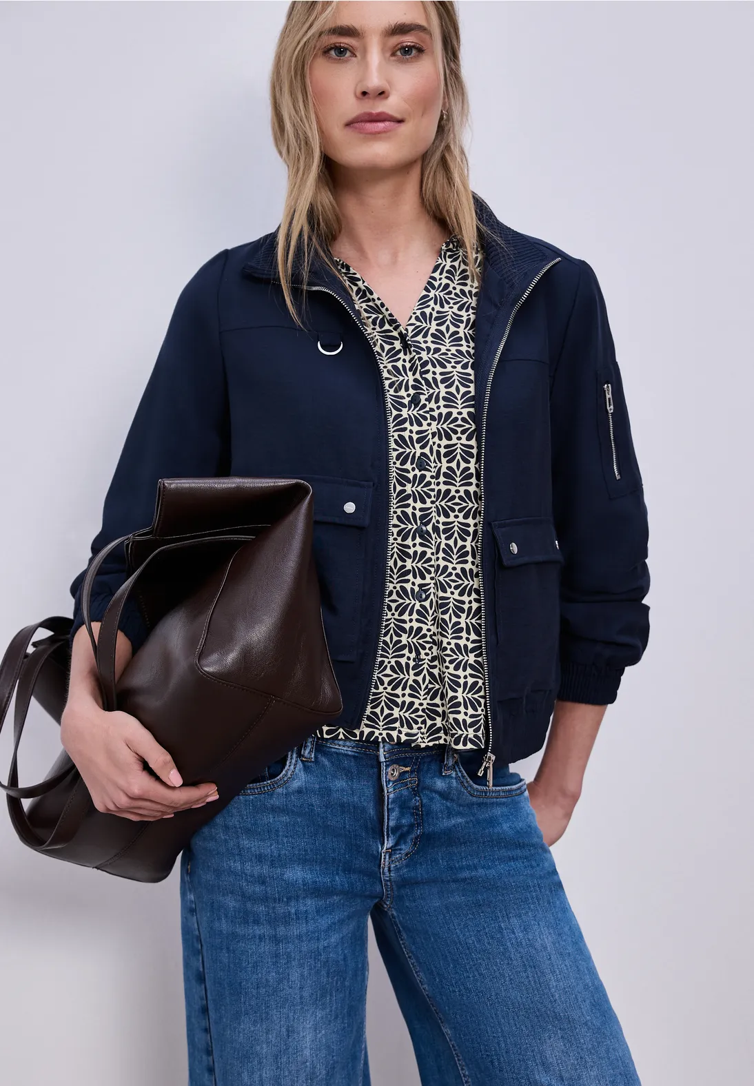 Street One Shirt met Blouse-Look - Shadowed Navy