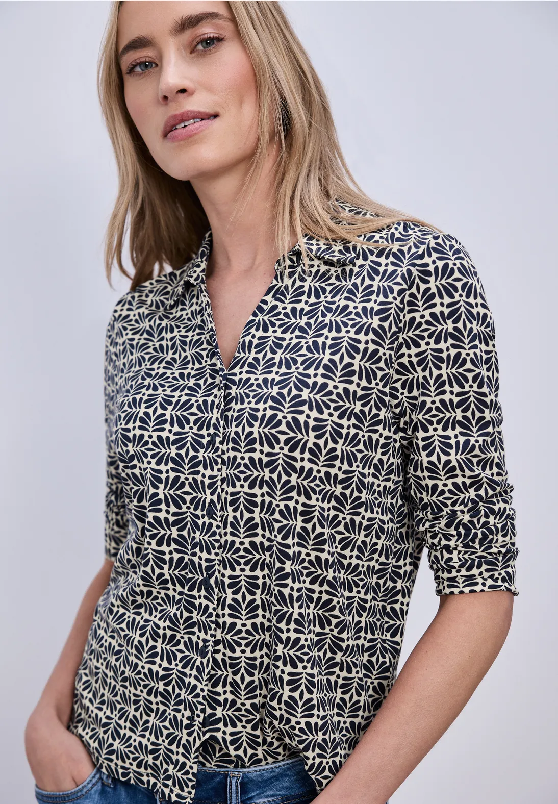 Street One Shirt met Blouse-Look - Shadowed Navy
