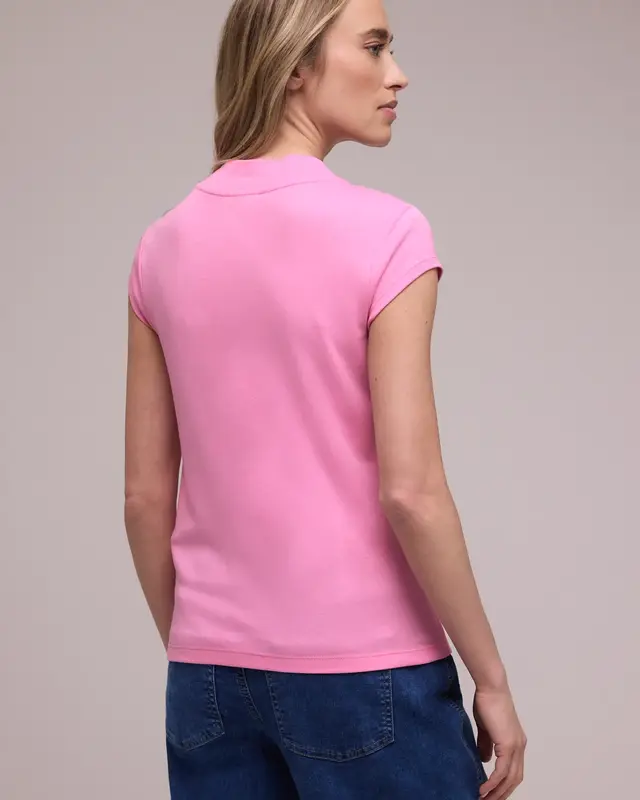 Street One Basic Shirt, Schildpadhals - Ibis Rose