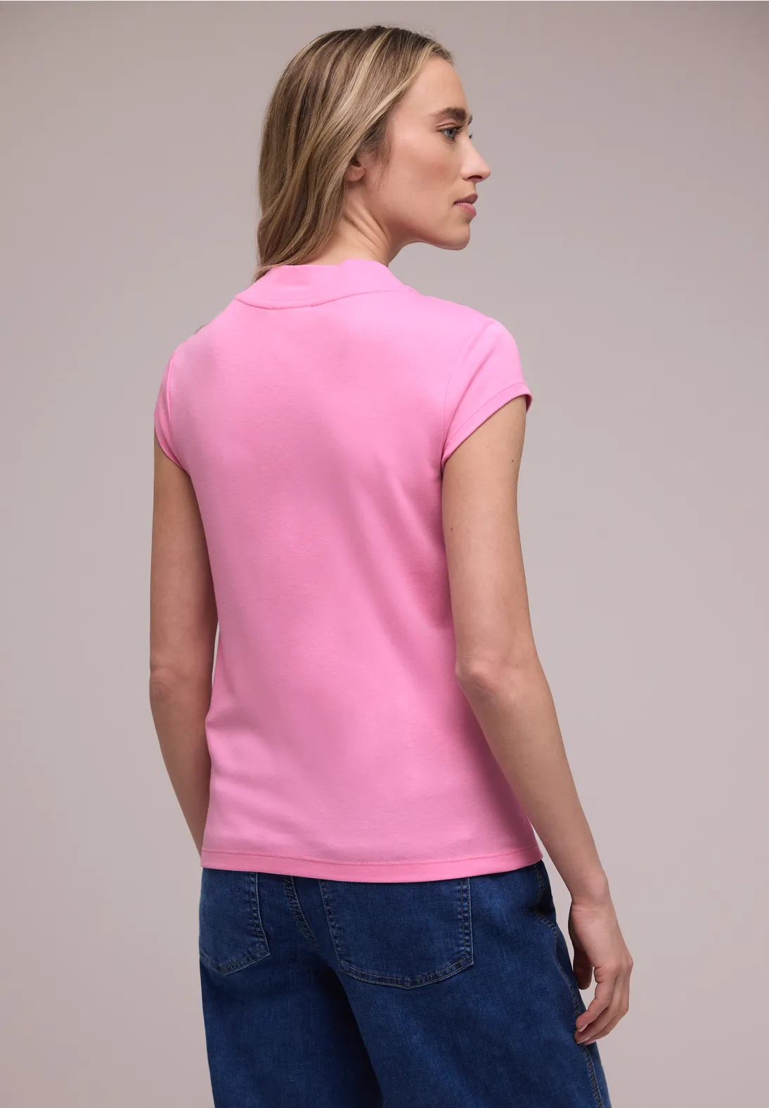 Street One Basic Shirt, Schildpadhals - Ibis Rose