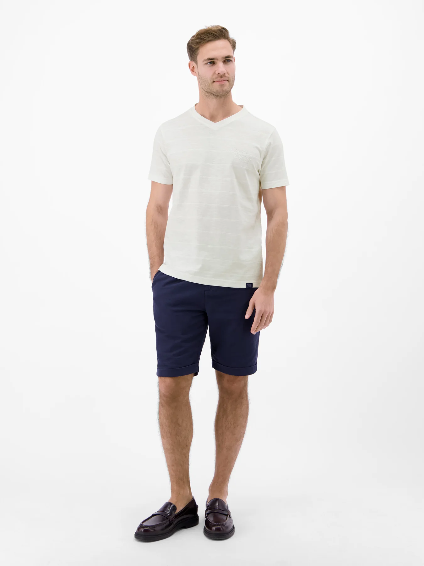 Lerros T-Shirt met V-hals - Broken White