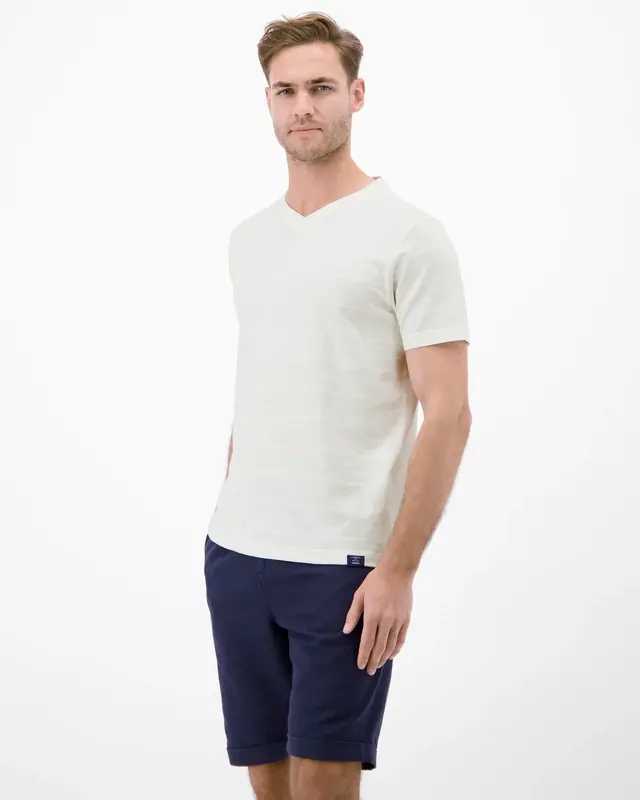 Lerros T-Shirt met V-hals - Broken White