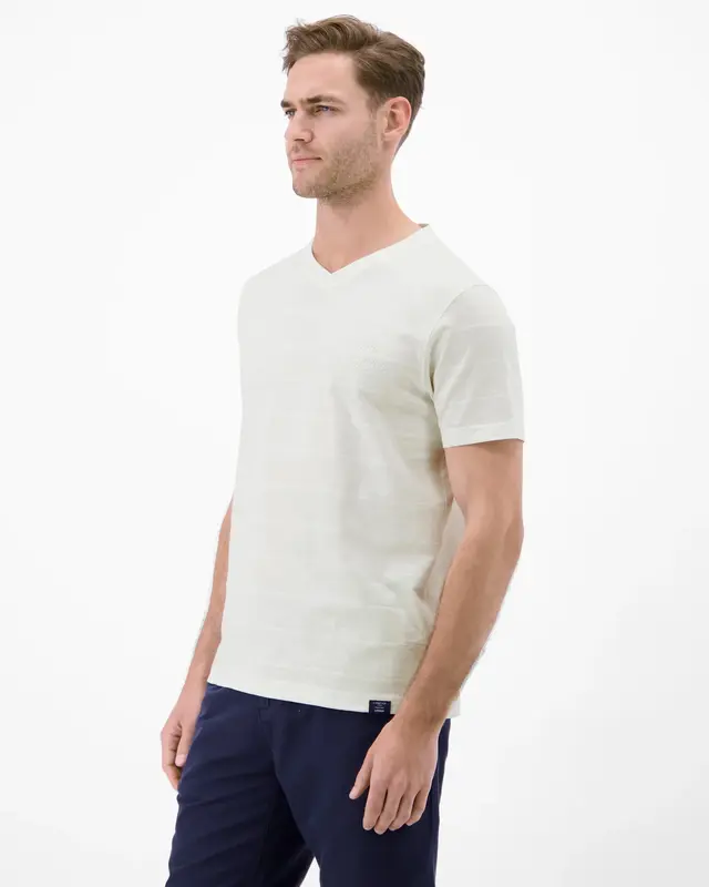Lerros T-Shirt with V-Neck - Broken White