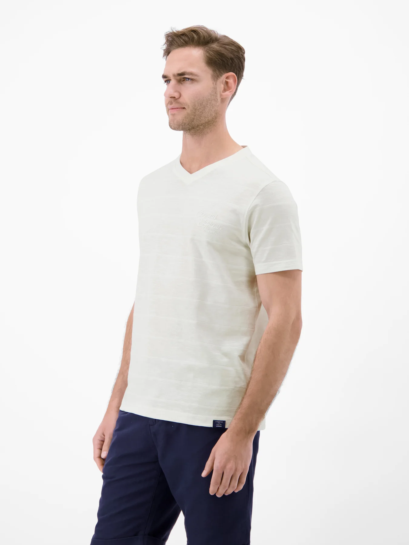 Lerros T-Shirt with V-Neck - Broken White