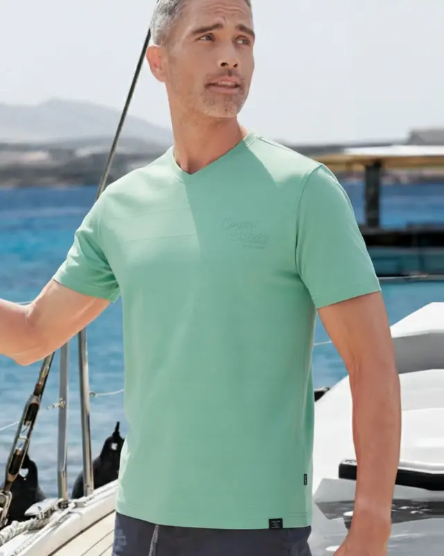 Lerros T-Shirt with V-Neck - Mint Water