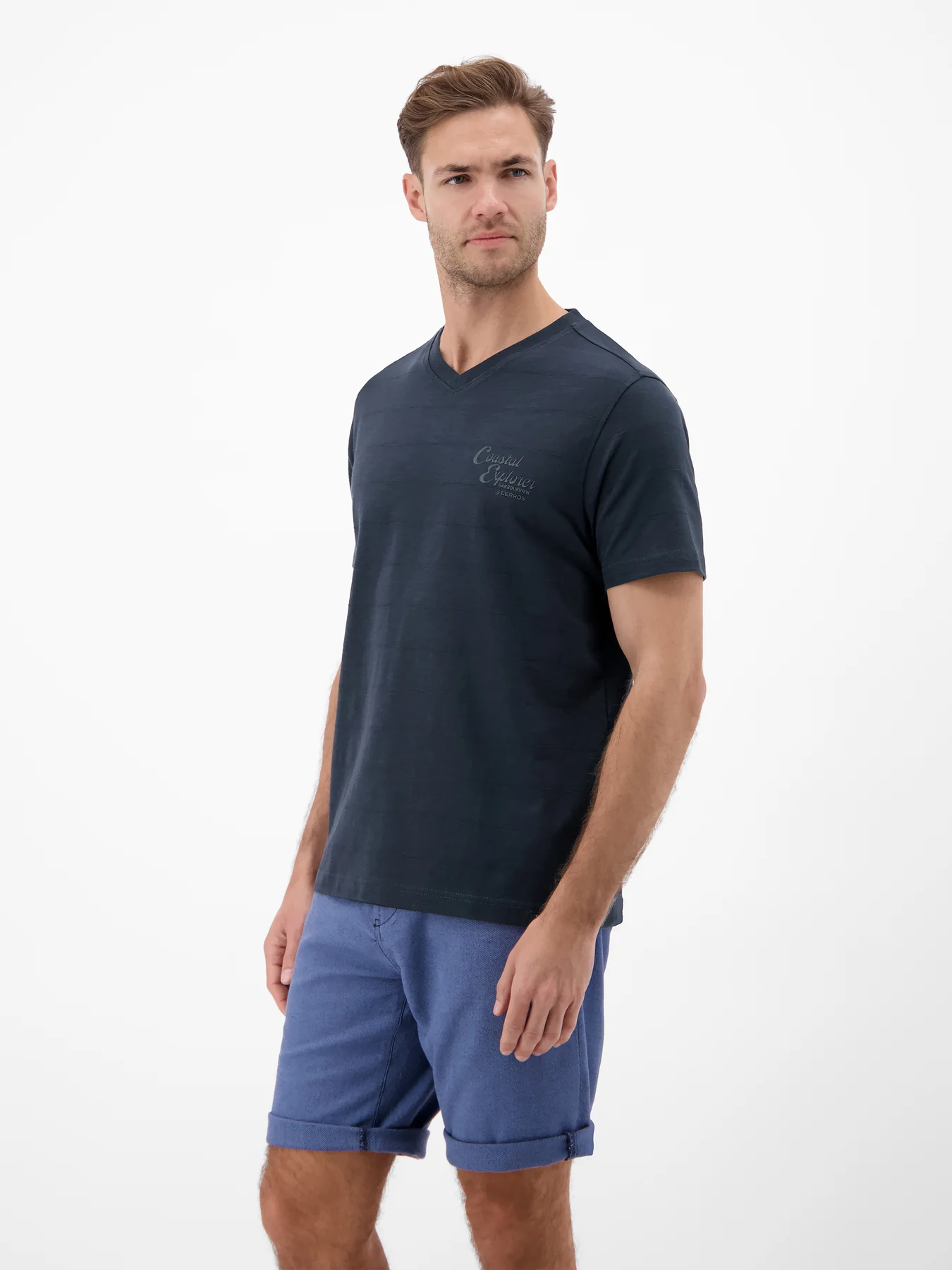 Lerros T-Shirt with V-Neck - Classic Navy