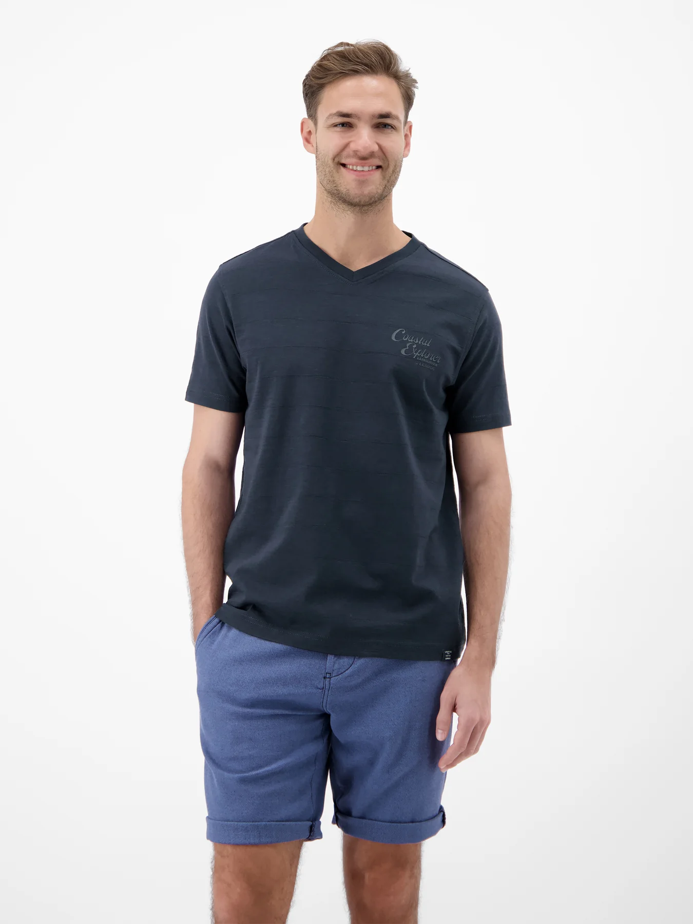 Lerros T-Shirt with V-Neck - Classic Navy
