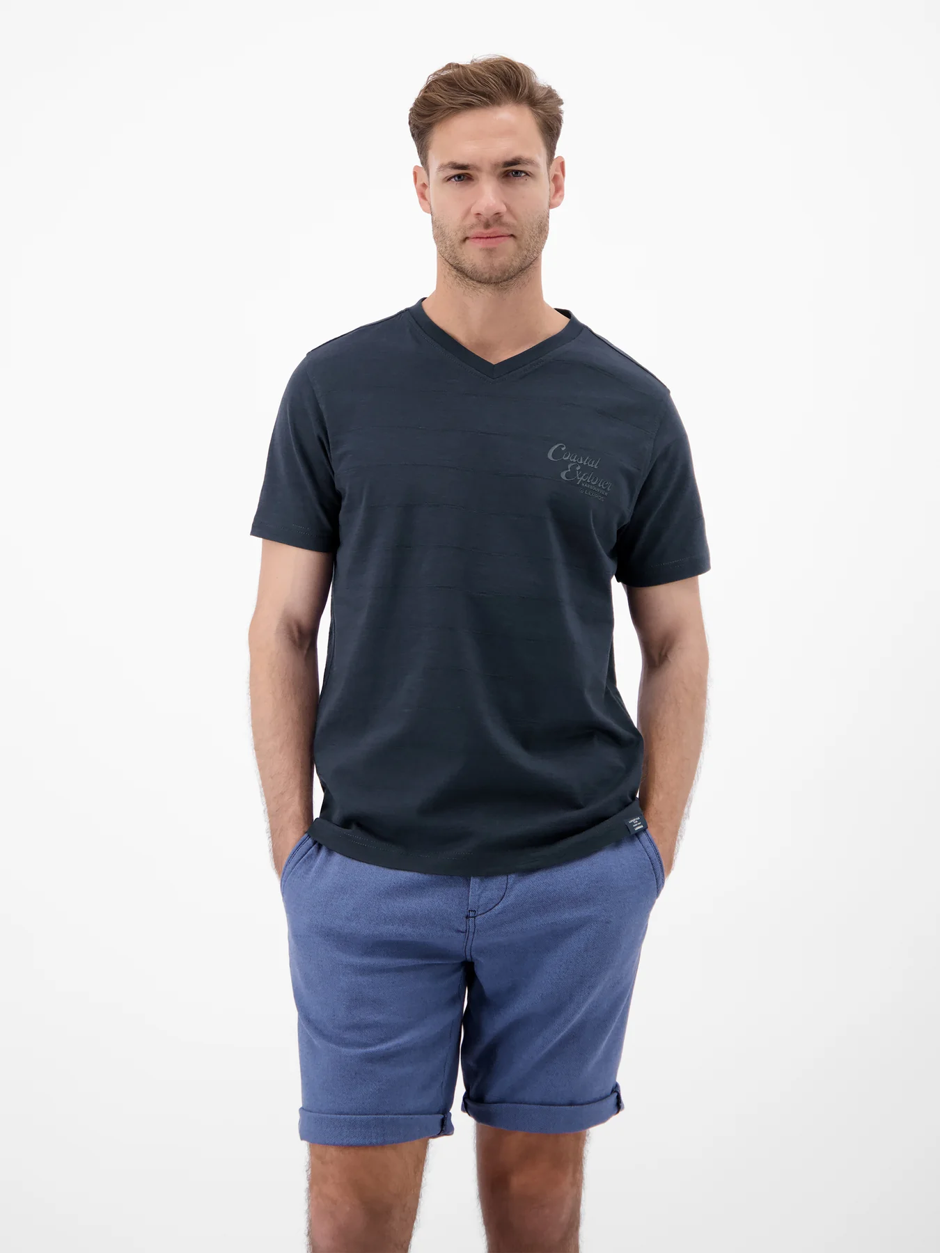Lerros T-Shirt with V-Neck - Classic Navy
