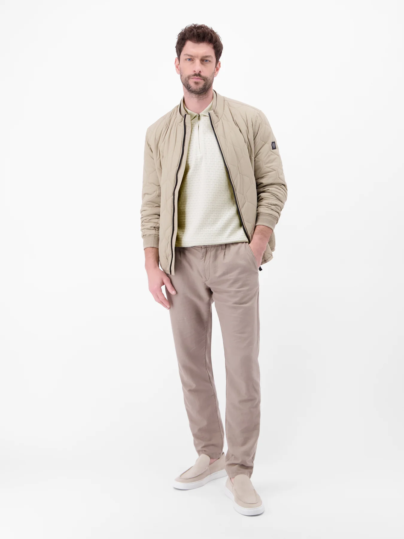 Lerros Poloshirt with Zipper - Cloudy White