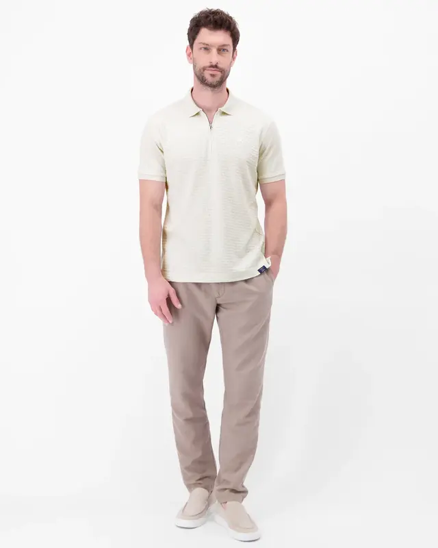 Lerros Poloshirt with Zipper - Cloudy White