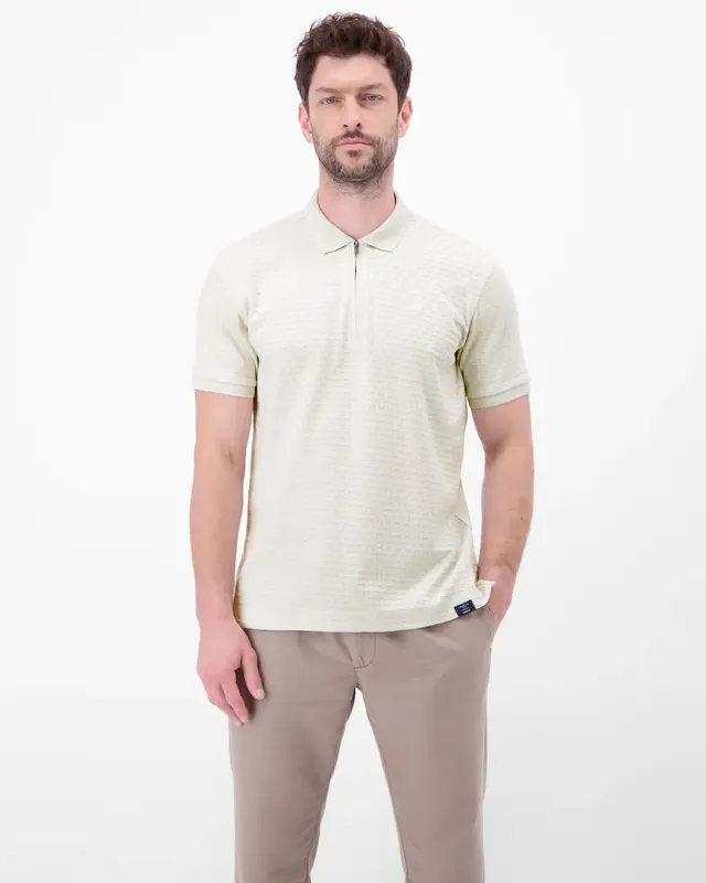 Lerros Poloshirt with Zipper - Cloudy White