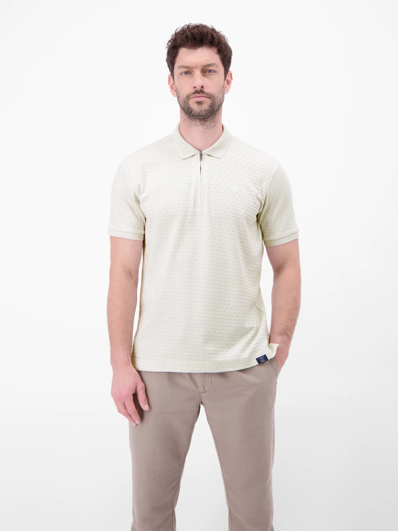 Lerros Poloshirt met Rits - Cloudy White