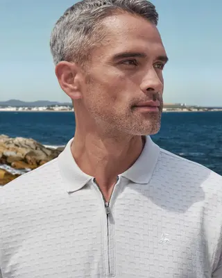 Lerros Poloshirt mit Zipper - Cloudy White