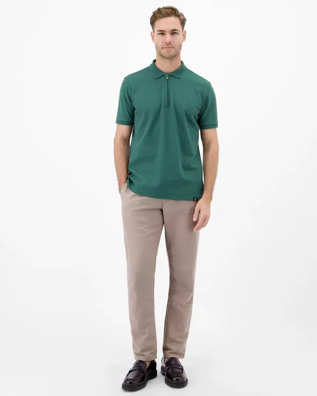 Lerros Poloshirt met Rits - Soft Teal