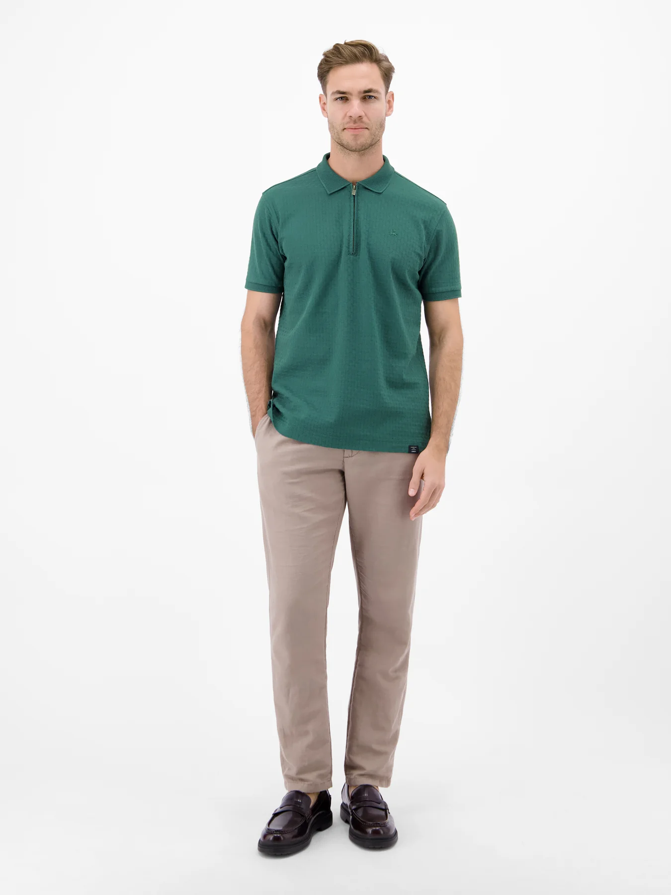 Lerros Poloshirt mit Zipper - Soft Teal