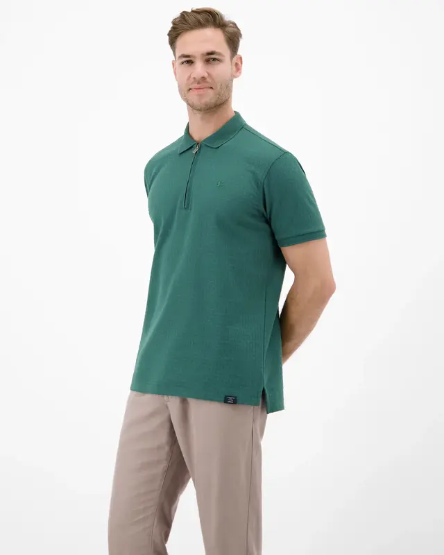 Lerros Poloshirt with Zipper - Soft Teal