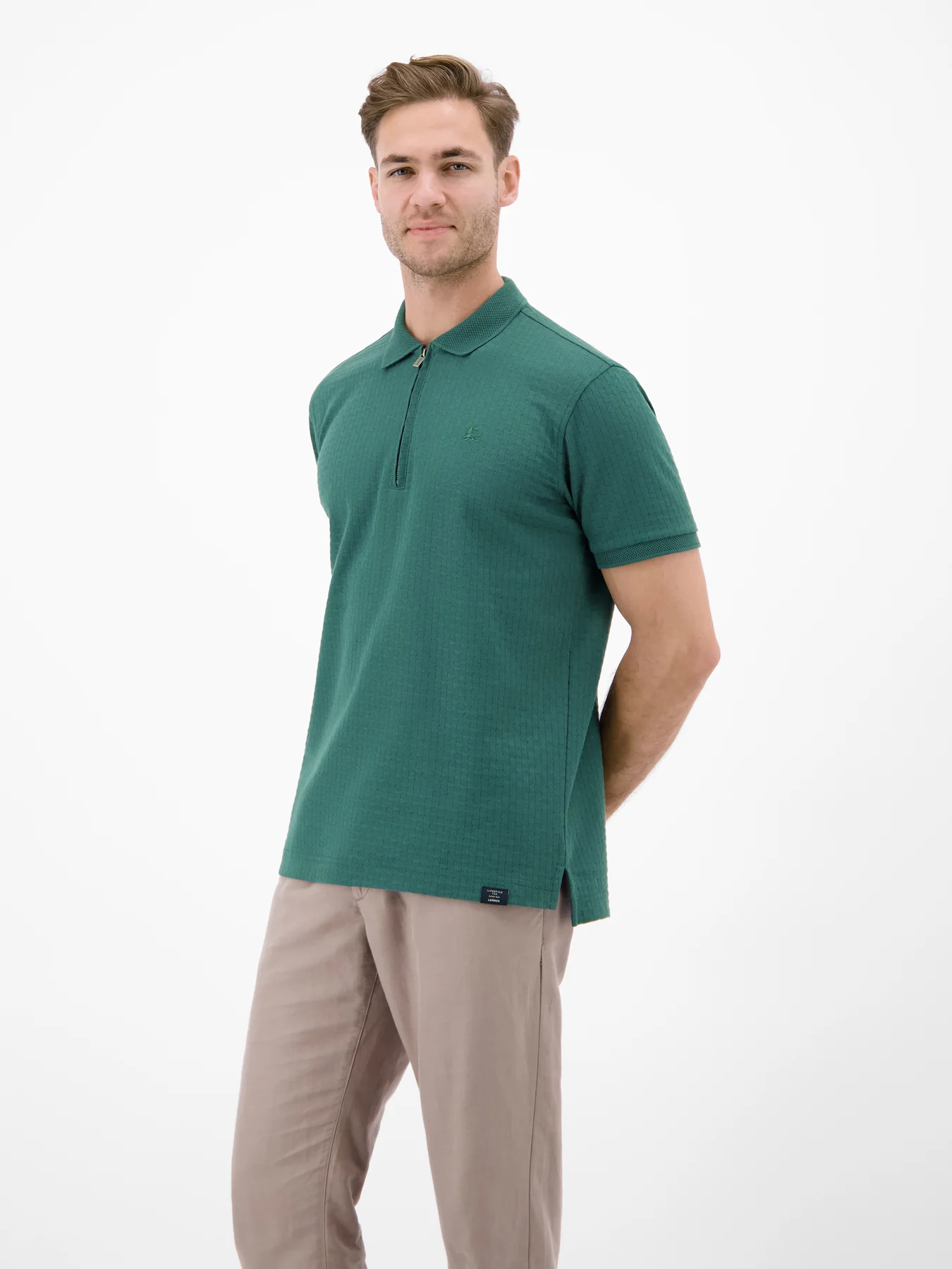 Lerros Poloshirt mit Zipper - Soft Teal