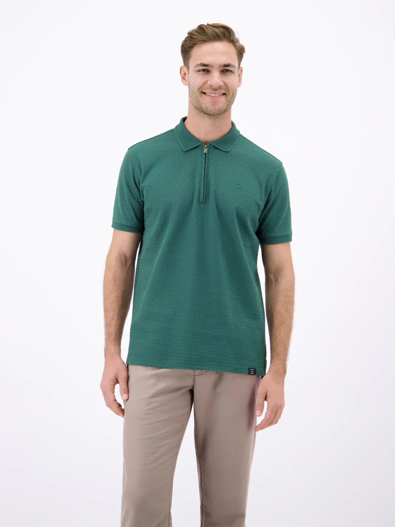 Lerros Poloshirt mit Zipper - Soft Teal