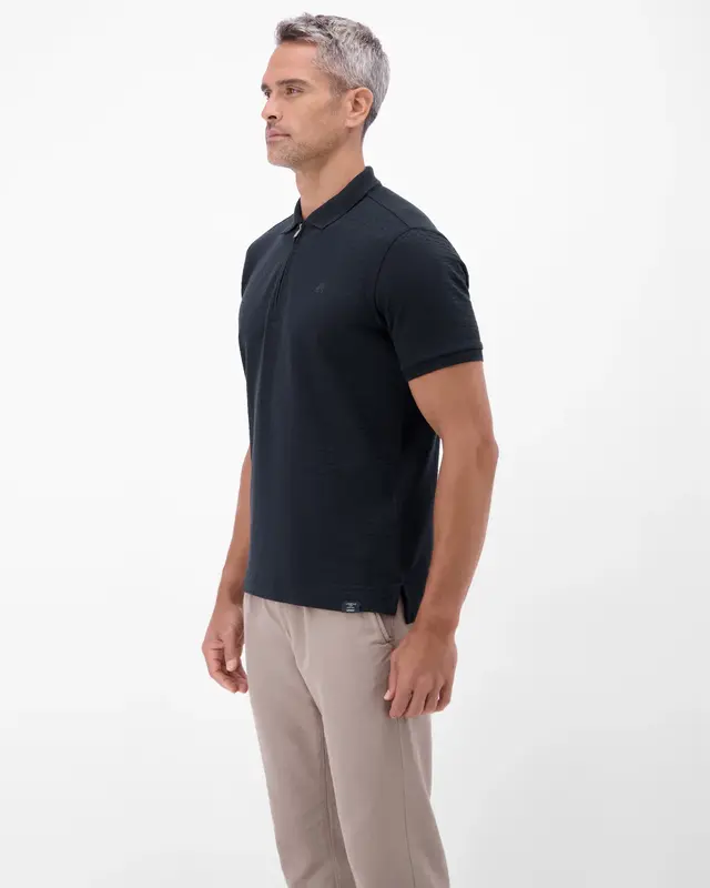 Lerros Poloshirt met Rits - Classic Navy