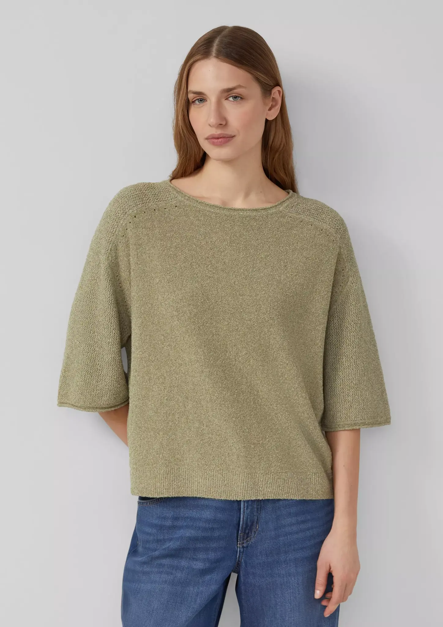 S. Oliver Gebreide Trui - Olive Green