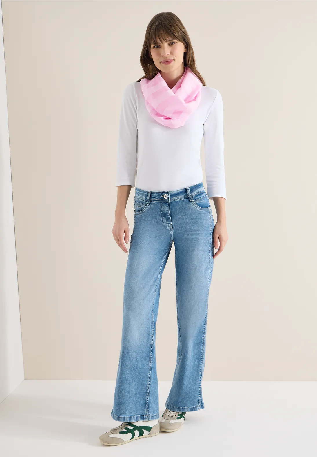 Cecil Striped Loop Scarf - Light Blush Rose