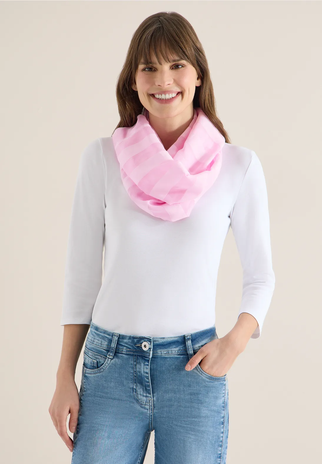 Cecil Gestreifter Loop Schal - Light Blush Rose