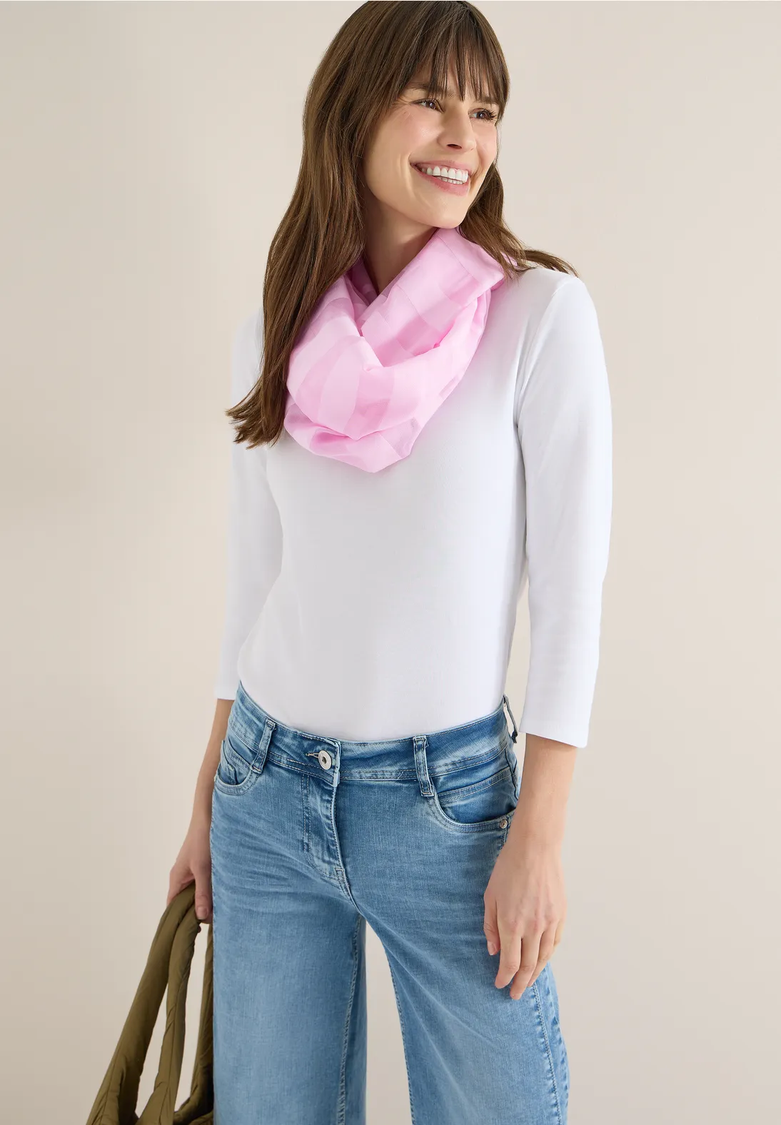 Cecil Striped Loop Scarf - Light Blush Rose