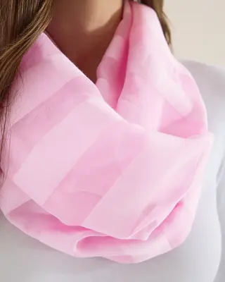Cecil Striped Loop Scarf - Light Blush Rose
